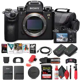 Sony - Alpha a9 II Mirrorless Camera Body Bundle + 64GB Card + Battery + Case + Charger + Card Reader + Kit