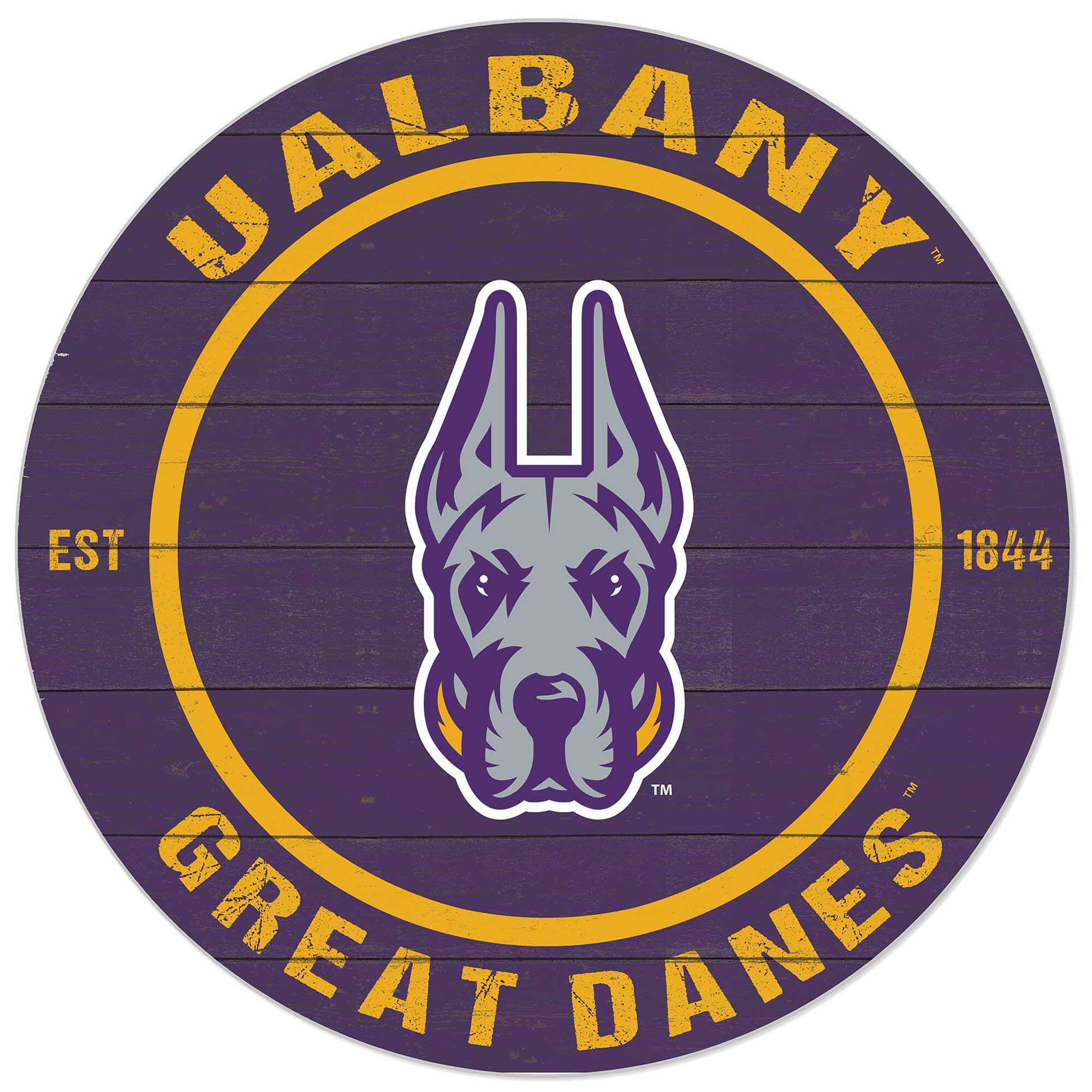 Purple UAlbany Great Danes 20'' x 20'' Indoor/Outdoor Circle Sign
