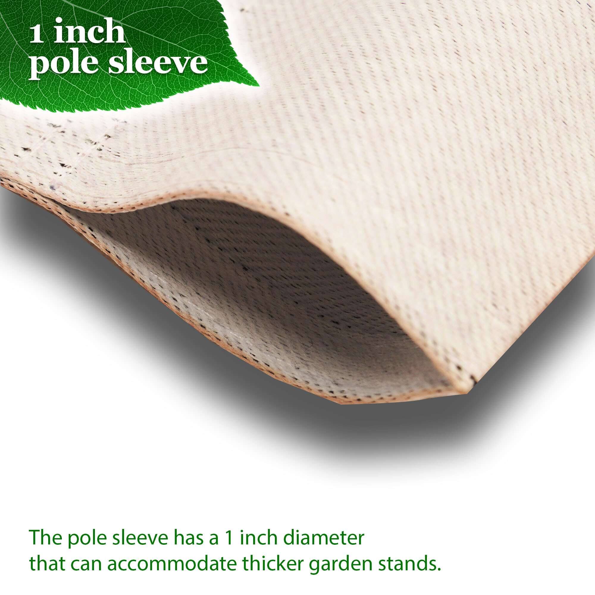 1 inch pole sleeve

The pole sleeve has a 1 inch diameter that can accommodate thicker garden stands.