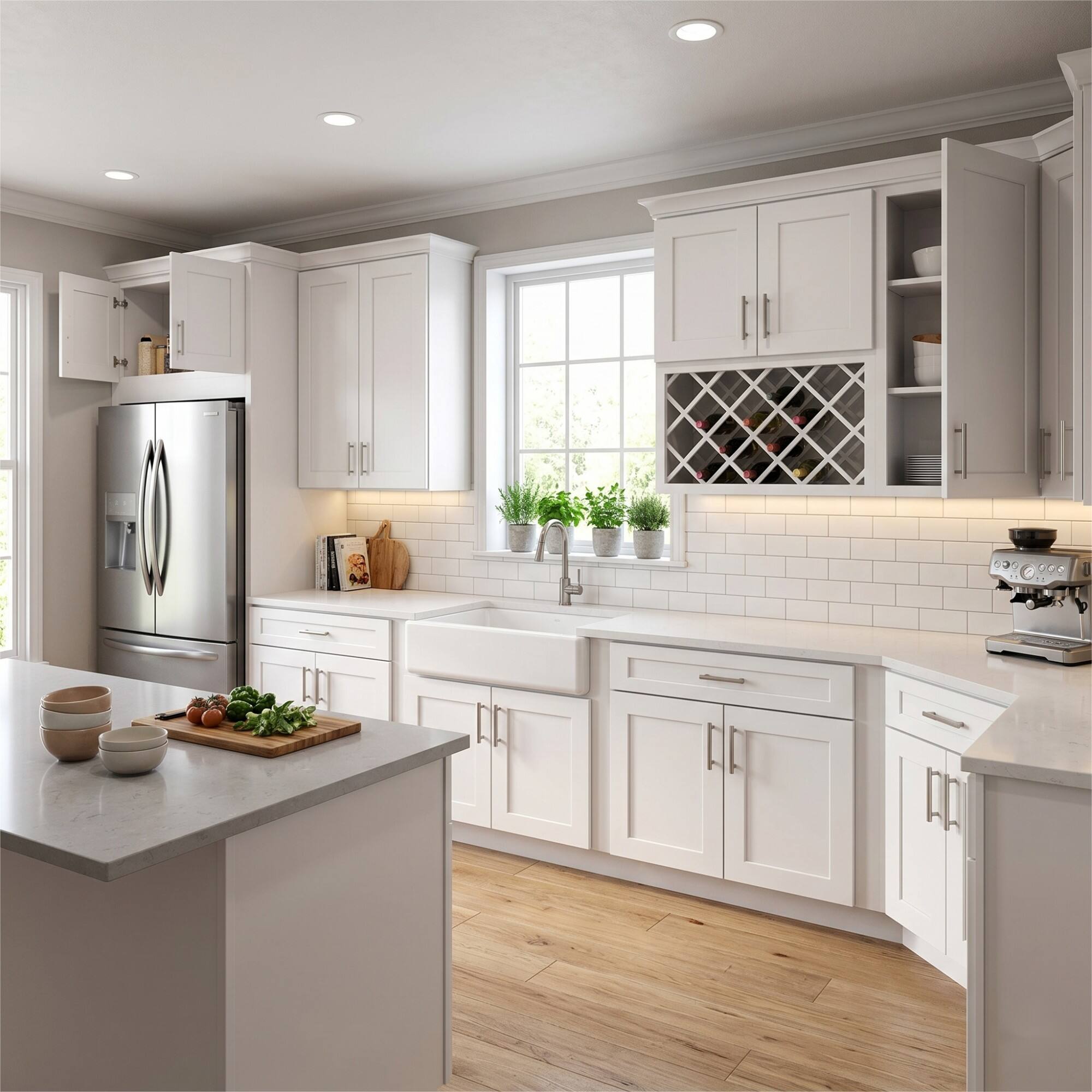 Alt View 3. Boyel Living - 36-in W x 30-in H x 12-in D Shaker RTA Kitchen Wall Cabinet with Soft-Close - White Shaker.