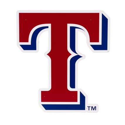 Front. Evergreen Enterprises - Texas Rangers 23" Layered Metal Wall Art Sign - Multicolor.