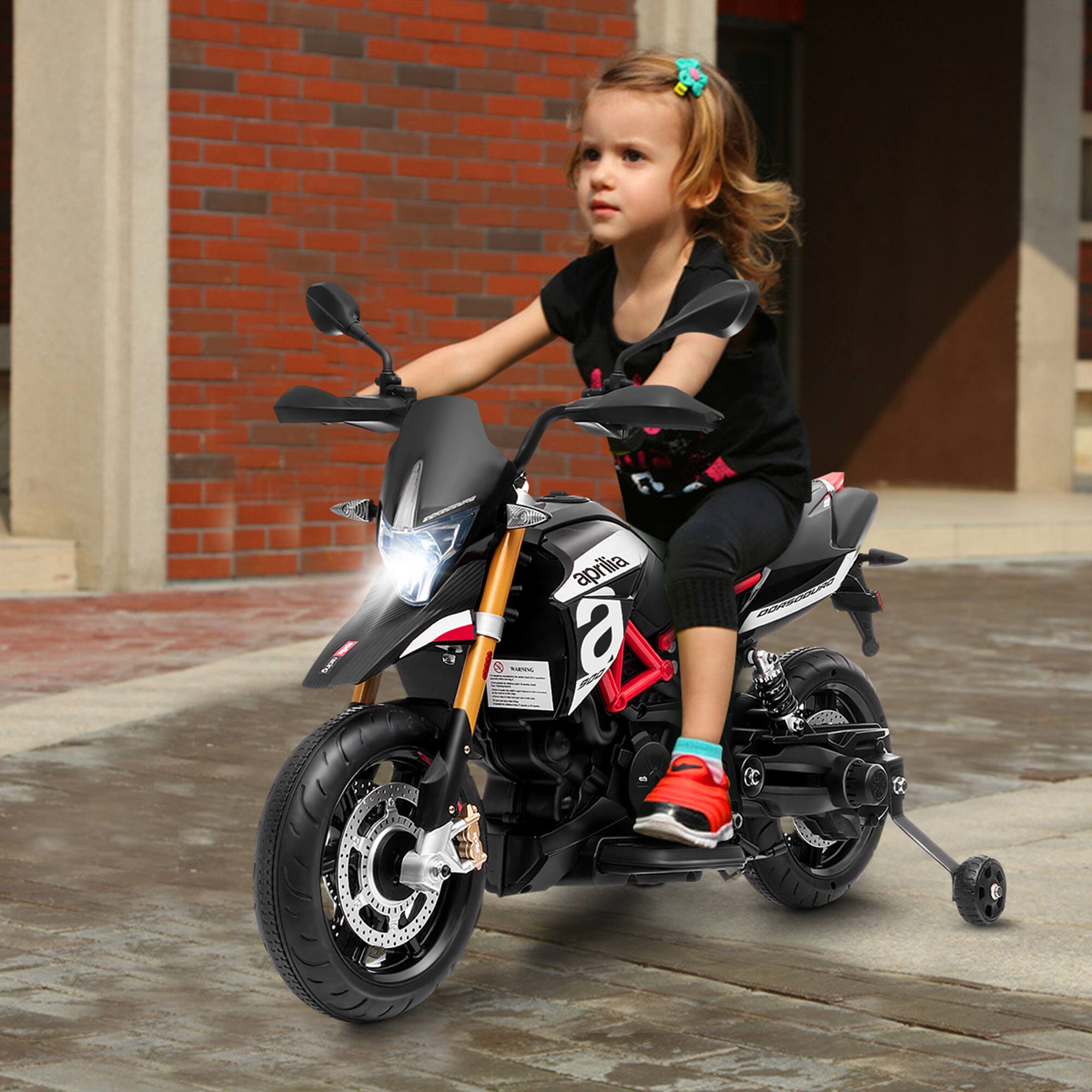 Alt View 2. Gymax - Gymax 12V Licensed Kids Ride On Motorcycle w/ Headlight Training Wheel Black - Black.