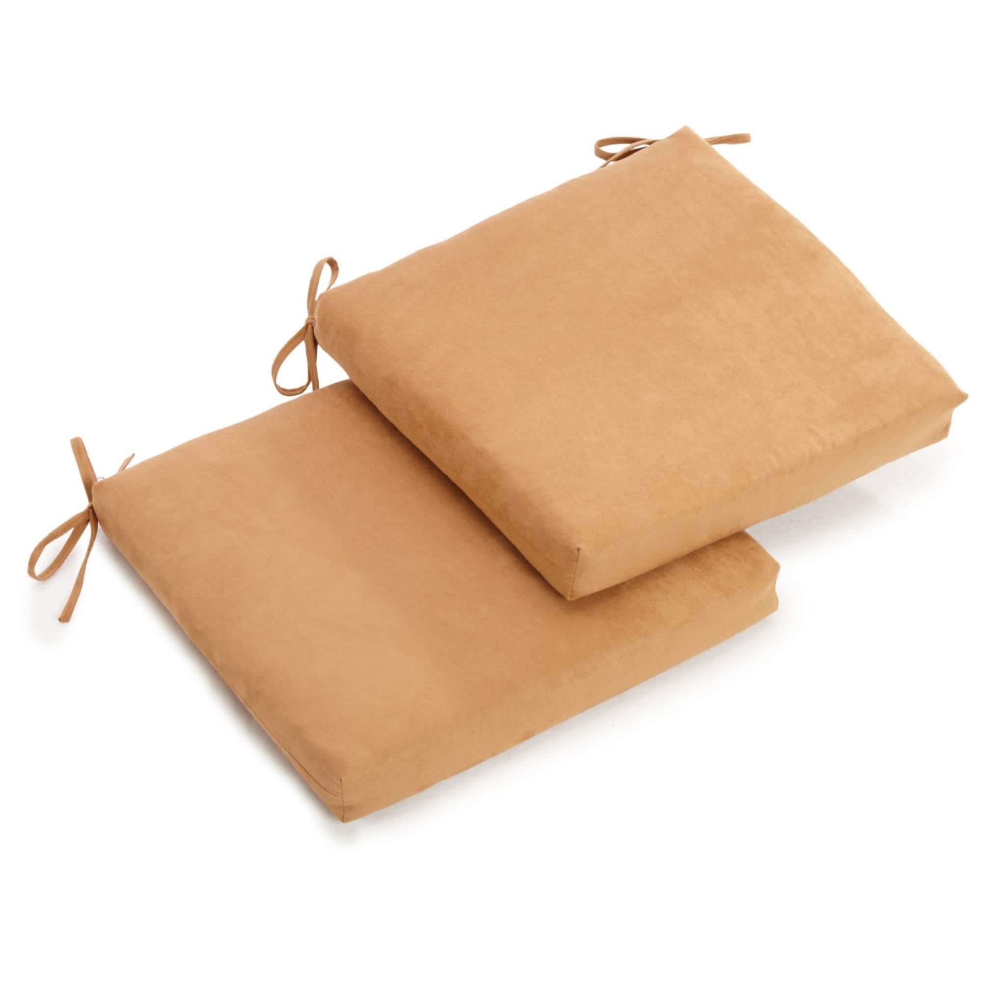 Blazing Needles - 20-inch by 19-inch Spun Polyester Chair Cushion (Set of Two) - Camel
