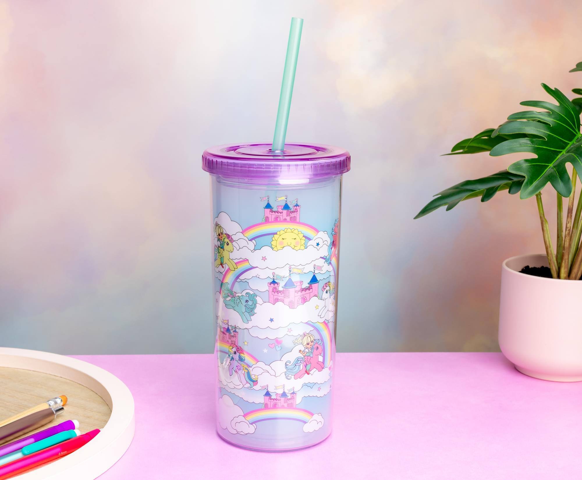 Alt View 2. Silver Buffalo - My Little Pony Dream Castle 20-Ounce Carnival Cup With Lid and Straw - Multi-Colored.