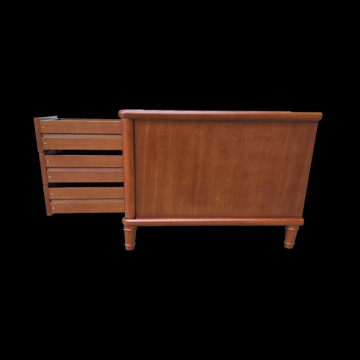 Alt View 3. Loheer - Loheer Rattan Nightstand with Three Drawers, Narrow Walnut Bedside Table - Walnut.