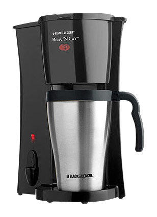 BLACK+DECKER DCM18S Brew 'n Go Personal Coffeemaker with Travel Mug, Black/Stainless  Steel 