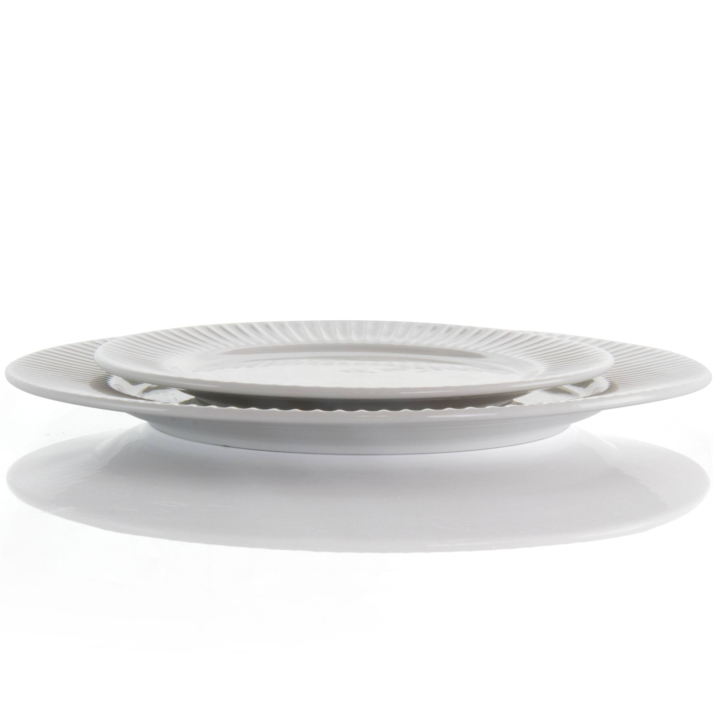 Alt View 8. Elama - Elama Elle 18 Piece Porcelain Dinnerware Set with 2 Large Serving Bowls in White - White.