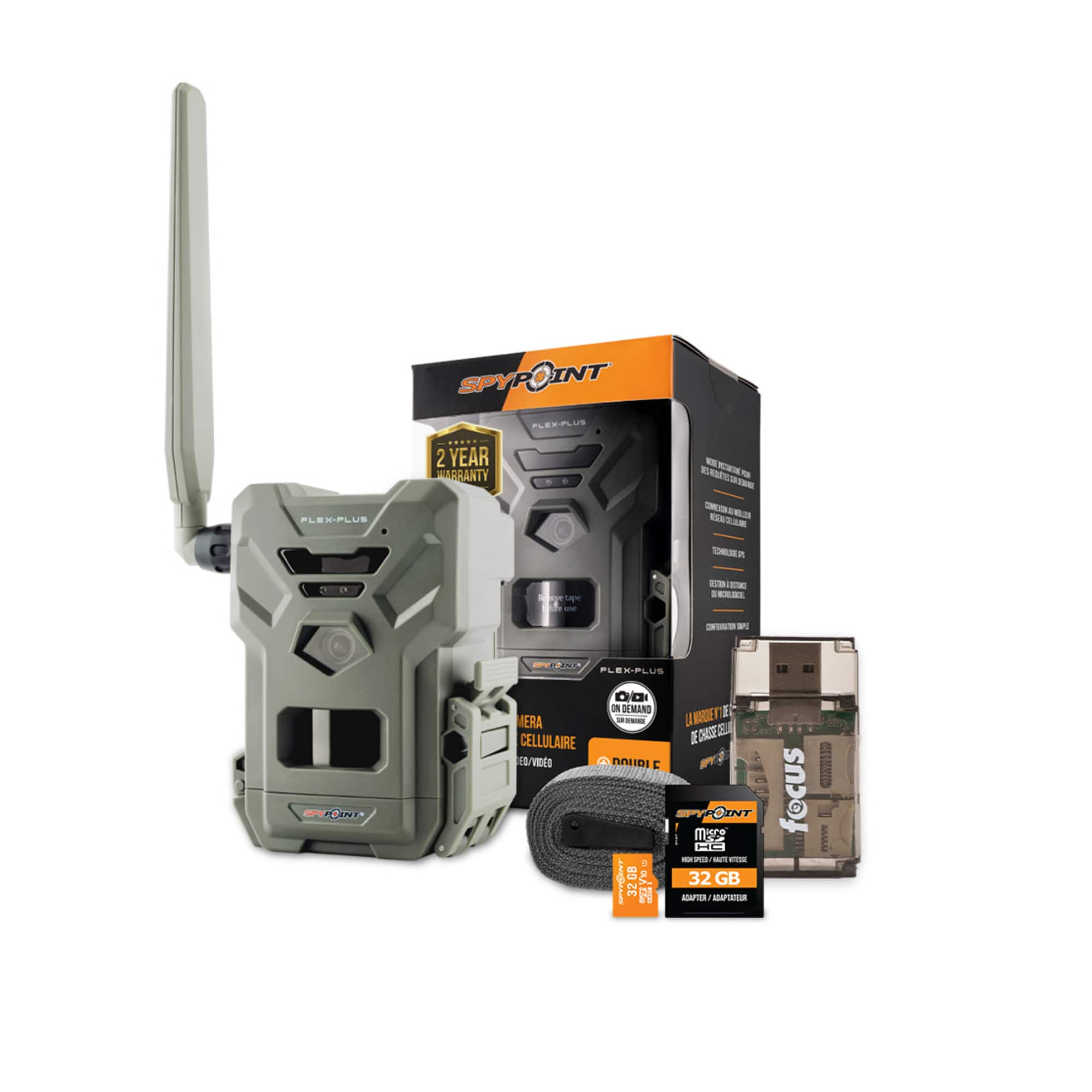 Flex-Plus Cellular Trail Camera 36MP with Spypoint MicroSD 32GB Bundle