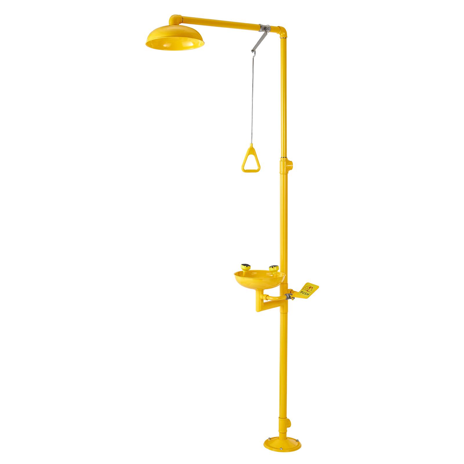 Alt View 5. VEVOR - Emergency Shower Eye Wash Station, 34.25 x 15.75 x 91.73 Inch 304 Stainless Steel Eyewash and Shower Combination - Yellow.
