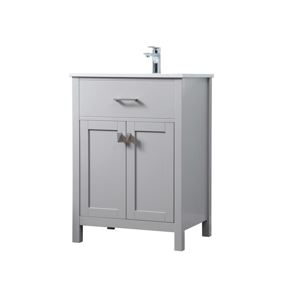 Alt View 4. Elegant Kitchen and Bath - 24 Inch SIngle Bathroom Vanity In Grey - Grey.