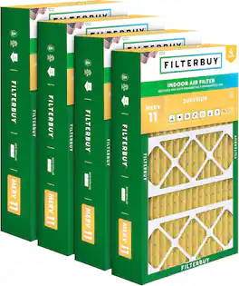 Filterbuy - 15.75x27.63x3.50 MERV 11 Pet & Allergy Defense, Pleated HVAC AC Furnace Air Filters Replacement for AprilAire (4-Pack) - Gold