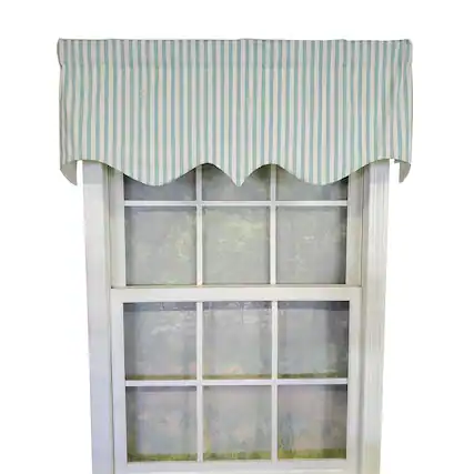 Front. RLF Home - RLF Home Candy Stripe Regal 3" Rod Pocket Lining Luxurious and Elegant Window Treatment Valance 50" x 17" Spa - Spa.