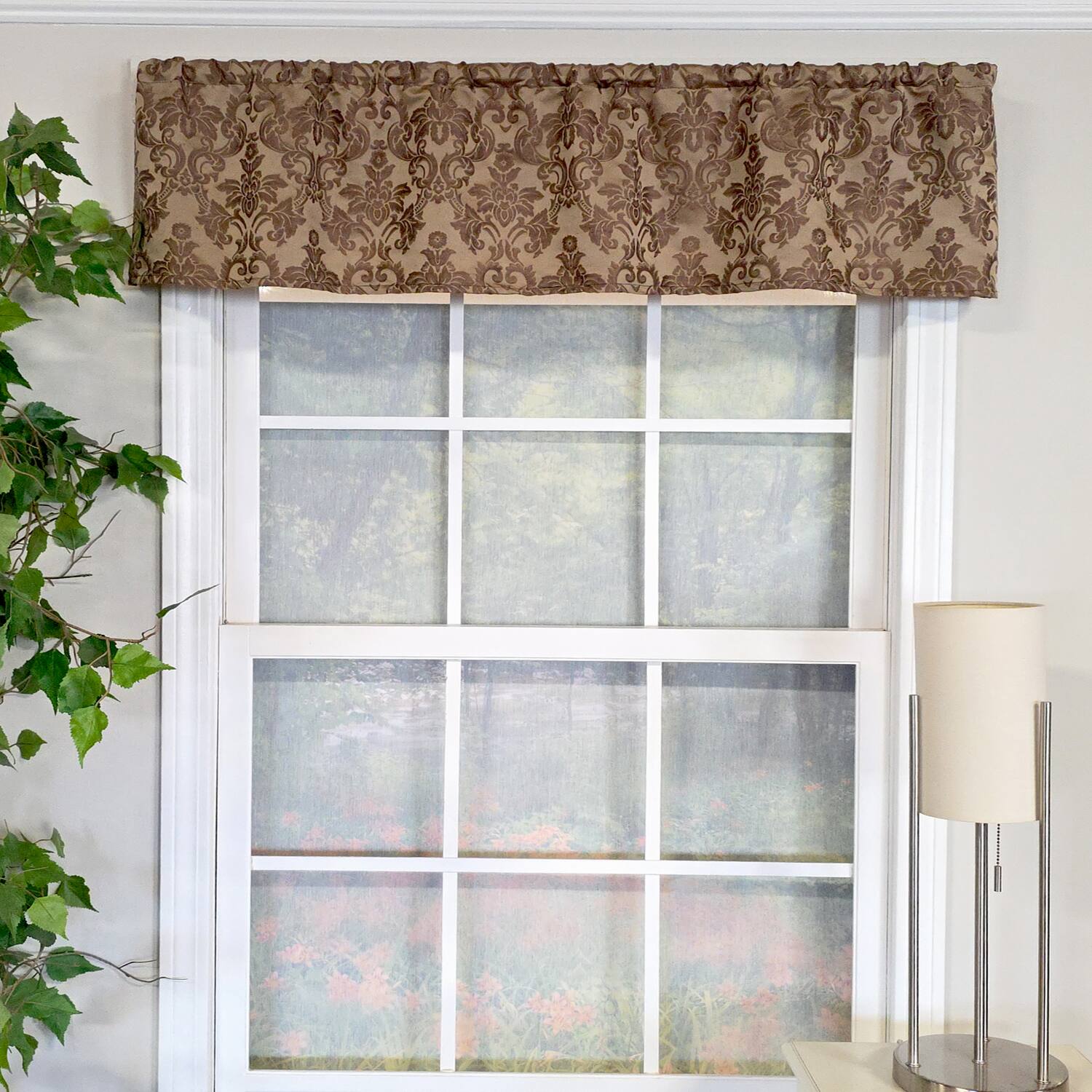 Angle. RLF Home - RLF Home 100% Cotton Marruecos Tailored  Unlined Windows Rod Pocket Valance 51" x 12"  Brown - Brown.