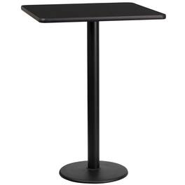 Emma + Oliver - 24" Square Laminate Table Top with 18" Round Bar Height Table Base - Black