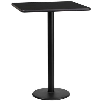 Front. Flash Furniture - Stiles 24'' Square Black Laminate Table Top with 18'' Round Bar Height Table Base - Black.