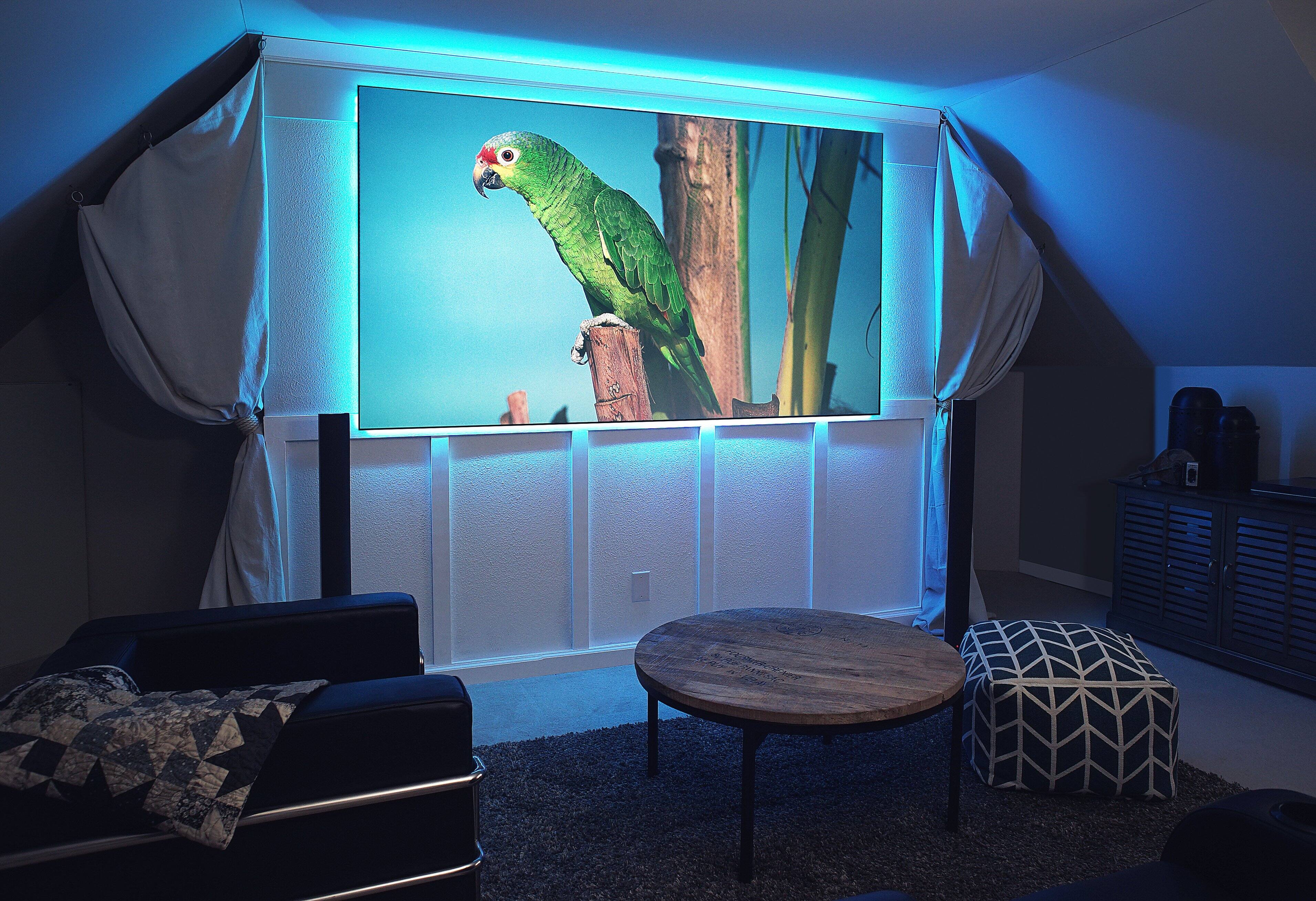 Alt View 4. Elite Screens - EPV Screens Polar Star eFinity, 100" Diag, 16:9 Ambient Light Rejecting Fixed Frame Screen, ISF Certified, LED Backlight - Silver.