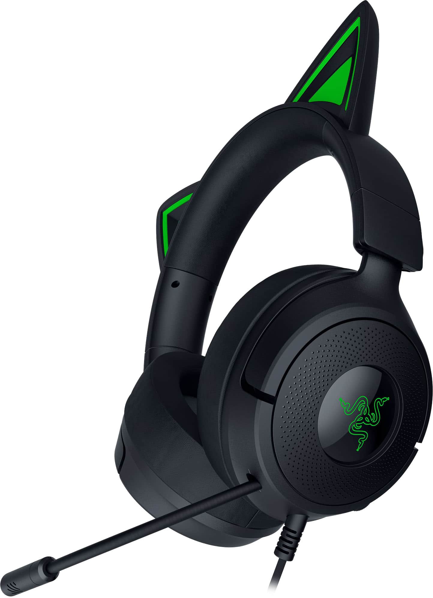 Front. Razer - Kraken Kitty V3 X Wired Over-the-Ear Gaming Headset for PC, PlayStation, Nintendo Switch, Steam Deck, and Smartphone - Black.