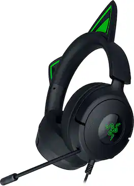Razer - Kraken Kitty V3 X Wired Over-the-Ear Gaming Headset for PC, PlayStation, Nintendo Switch, Steam Deck, and Smartphone - Black