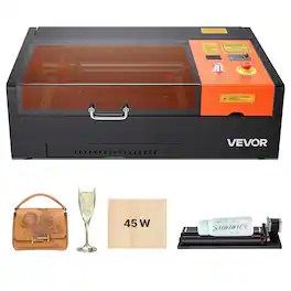 VEVOR - 45W CO2 Laser Engraver, 12 x 8 in, Desktop CO2 Laser Engraver Cutter Machine with Rotary Axis, Air Assist