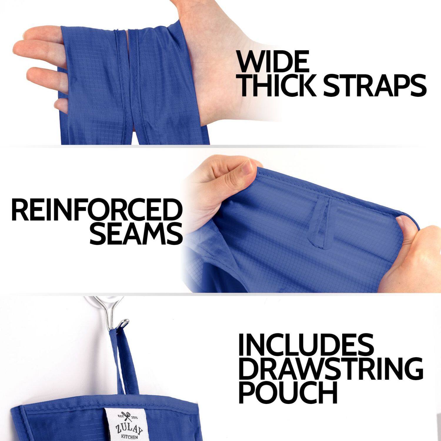 WIDE THICK STRAPS  
REINFORCED SEAMS  
INCLUDES DRAWSTRING POUCH