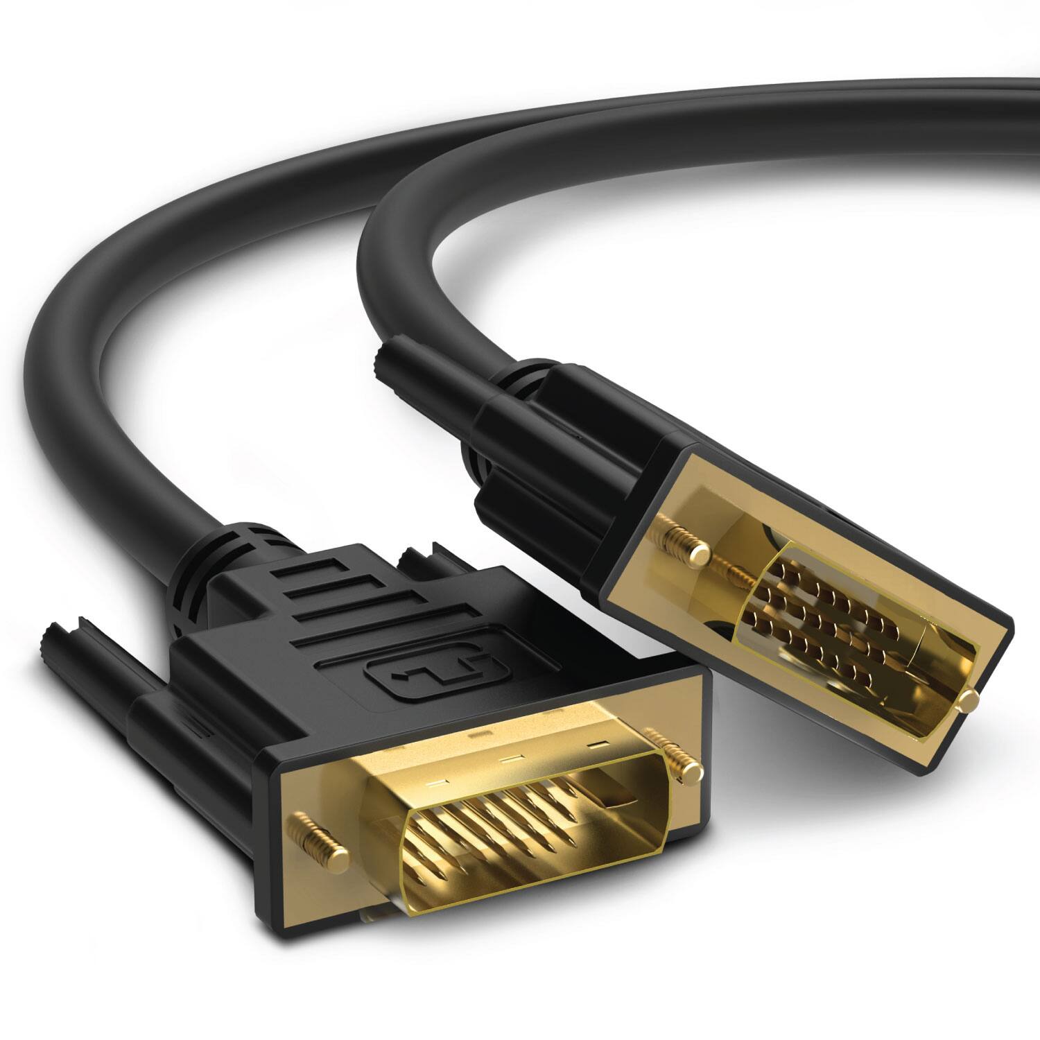 Front. Fosmon - DVI Cable 15FT, DVI to DVI (24+1 Pin) DVI-D Dual Link Male to Male Cord, Digital Video Monitor Cable - Black - Black.