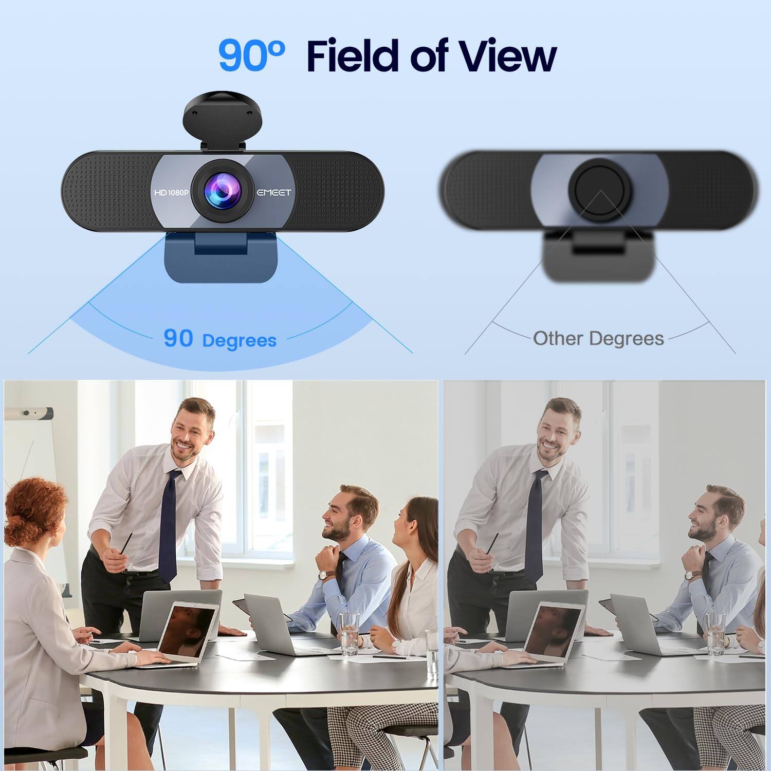 EMEET C960 1080P Webcam, 2 Mics, 90° FOV, Computer Camera Gray - Best Buy