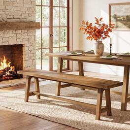 Tribesigns - Solid Wood Dining Bench, 63 Inch Long Farmhouse Kitchen Bench for Dining Room, Kitchen, Easy to Assemble - Brown