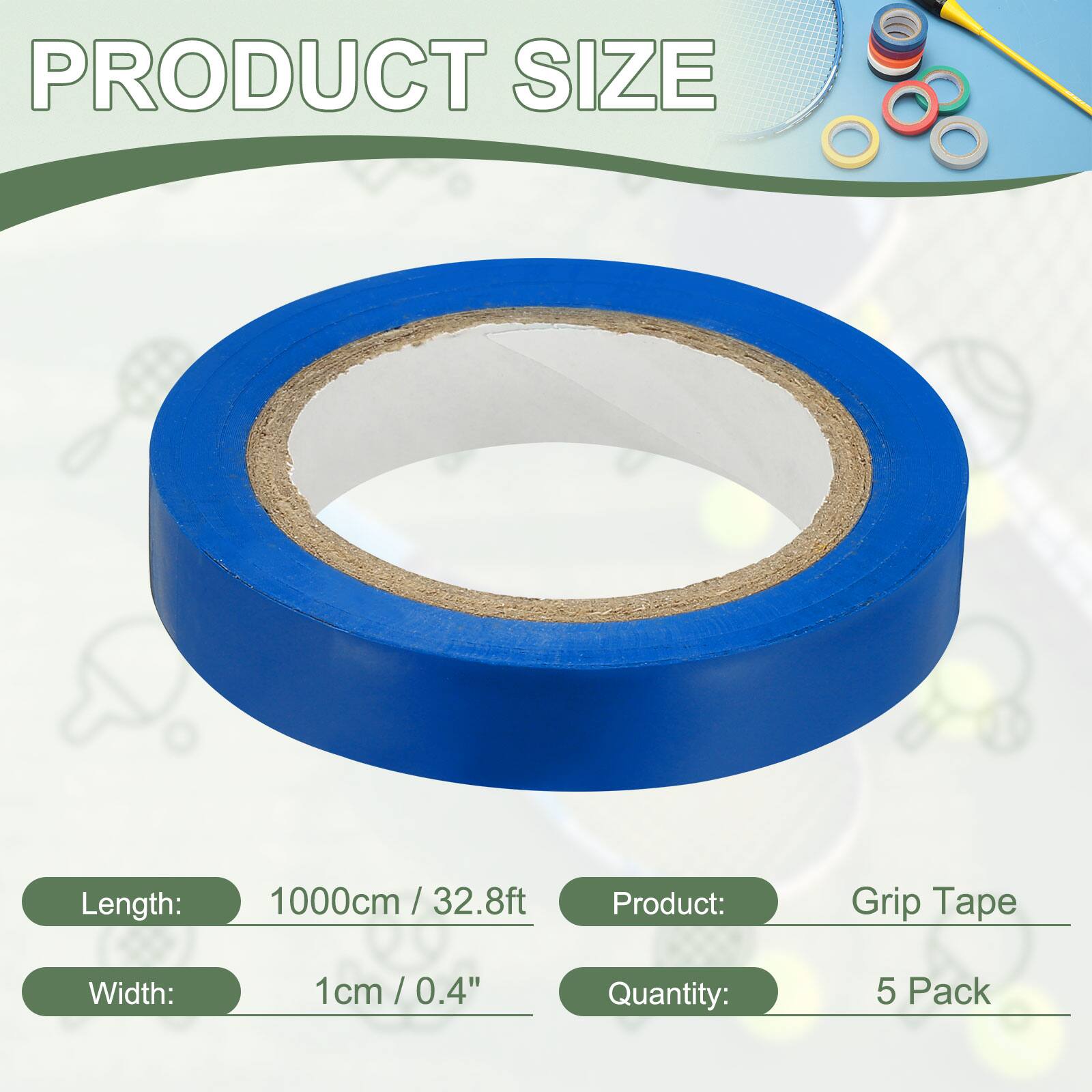 PRODUCT SIZE

Length: 1000cm / 32.8ft  
Width: 1cm / 0.4"  
Product: Grip Tape  
Quantity: 5 Pack