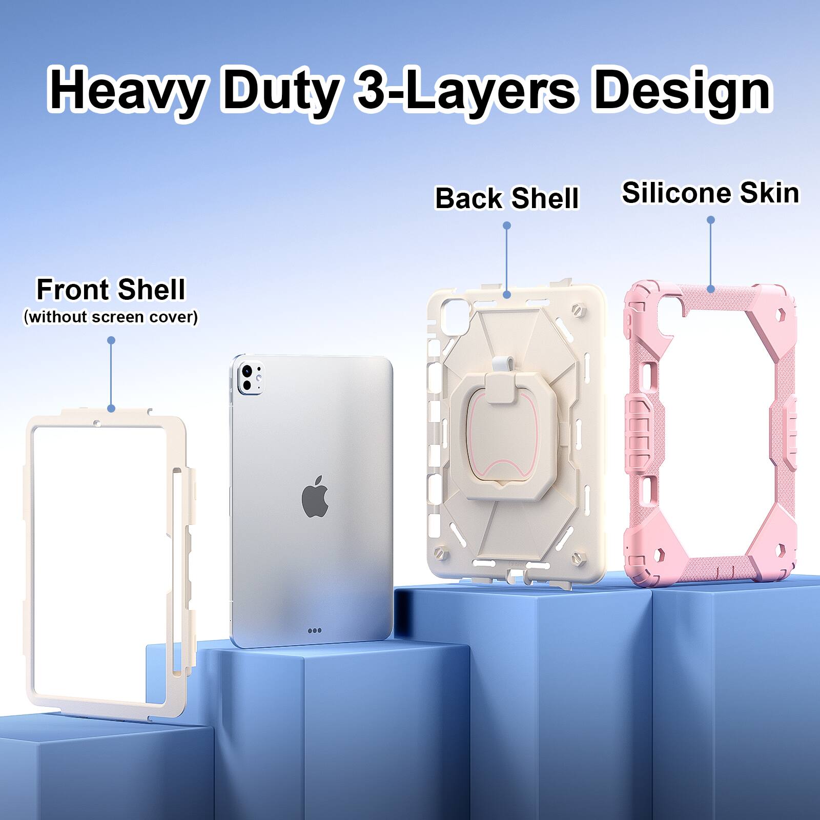 Heavy Duty 3-Layers Design  
Back Shell Silicone Skin Front Shell (without screen cover)