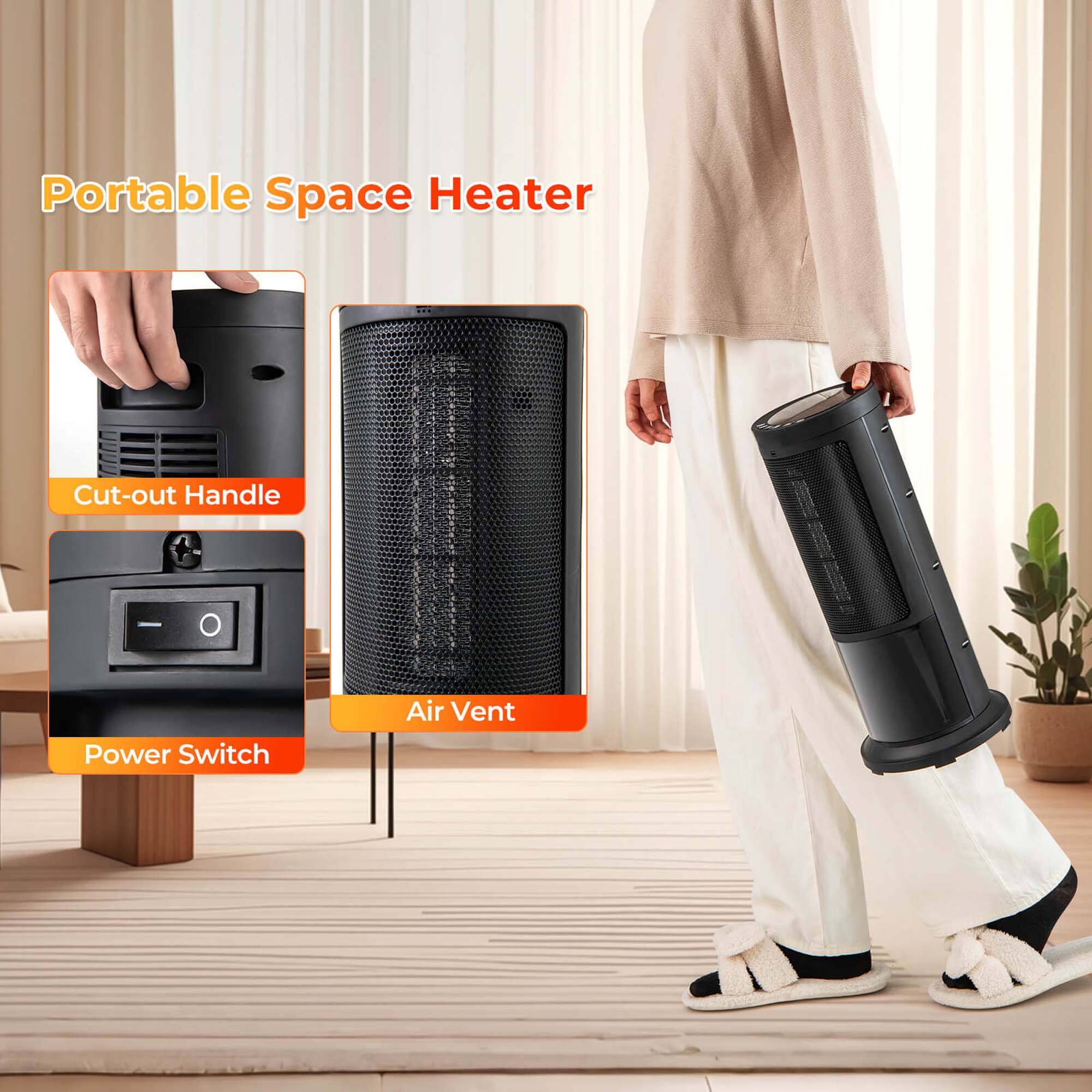 Portable Space Heater

- Cut-out Handle
- Power Switch
- Air Vent