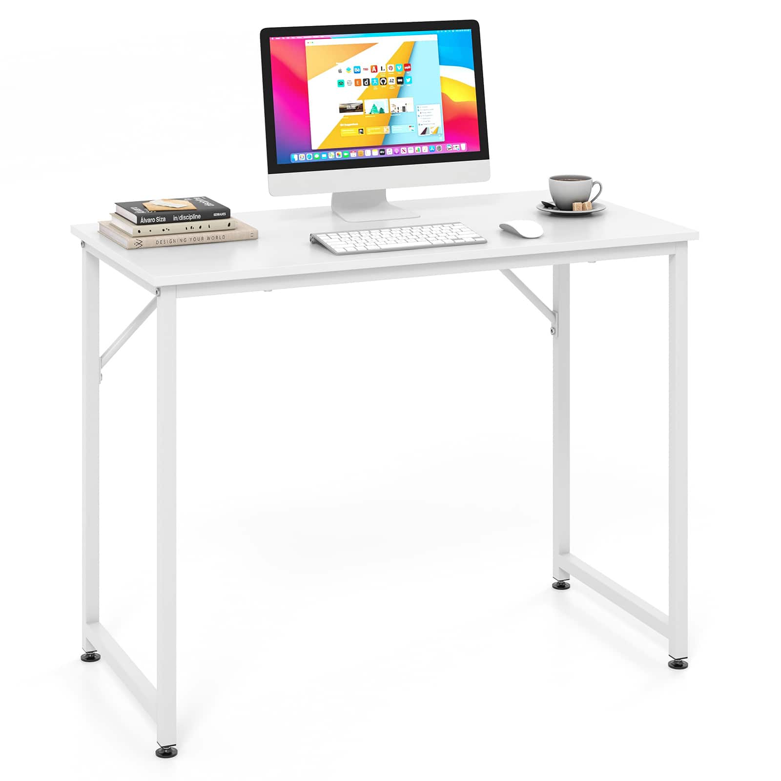 Ecooso - L-Shaped Computer Desk, Corner Writing Workstation for Home Office Setup and Study Room - White