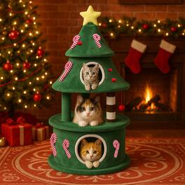 CloudRest Pro - 53 IN Cat Tree with 3 Cozy Houses Indoor Holiday Pet Tower