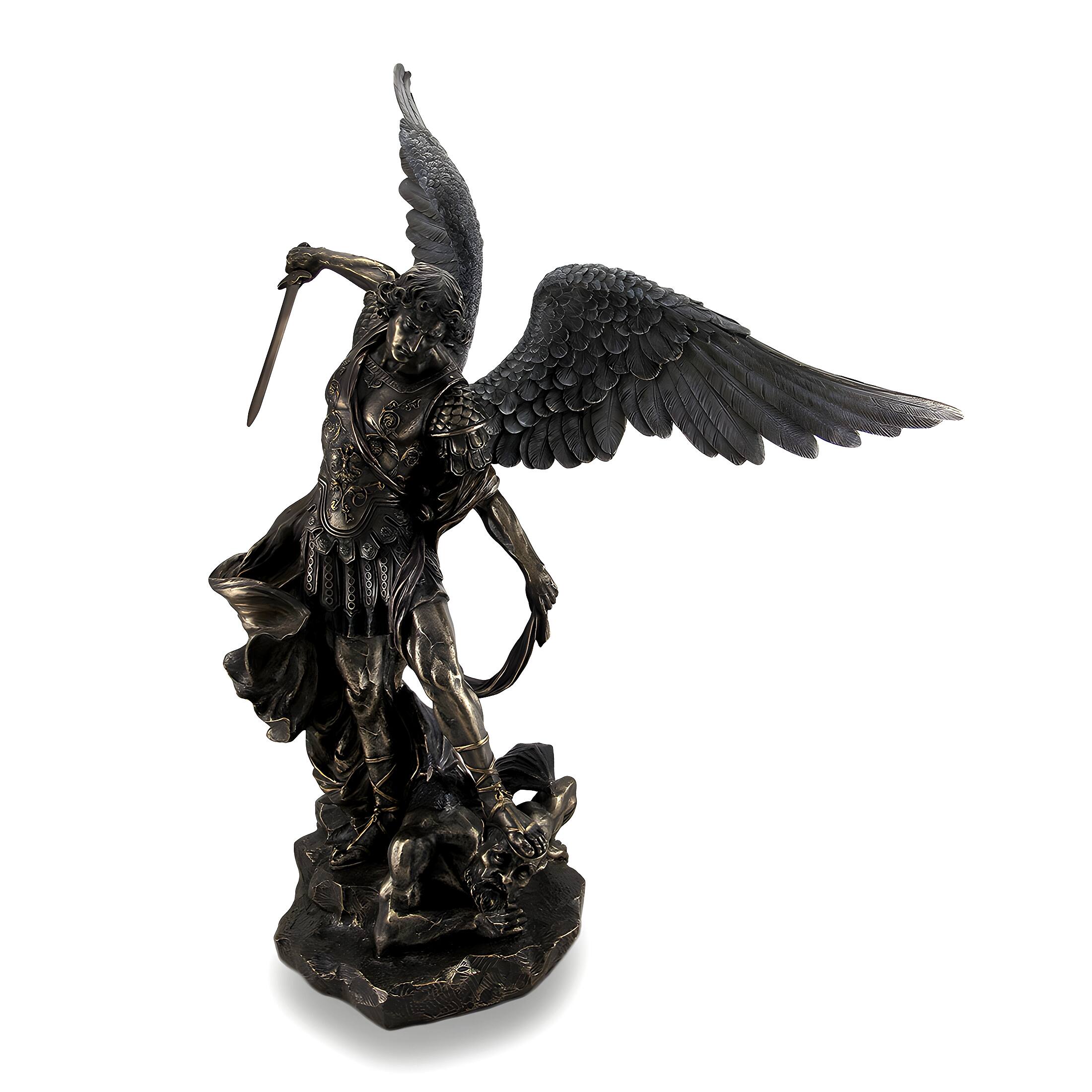 Alt View 1. Veronese Design - Saint Michael Slays Lucifer Bronzed Sculptured Statue 31 in. - Bronze.
