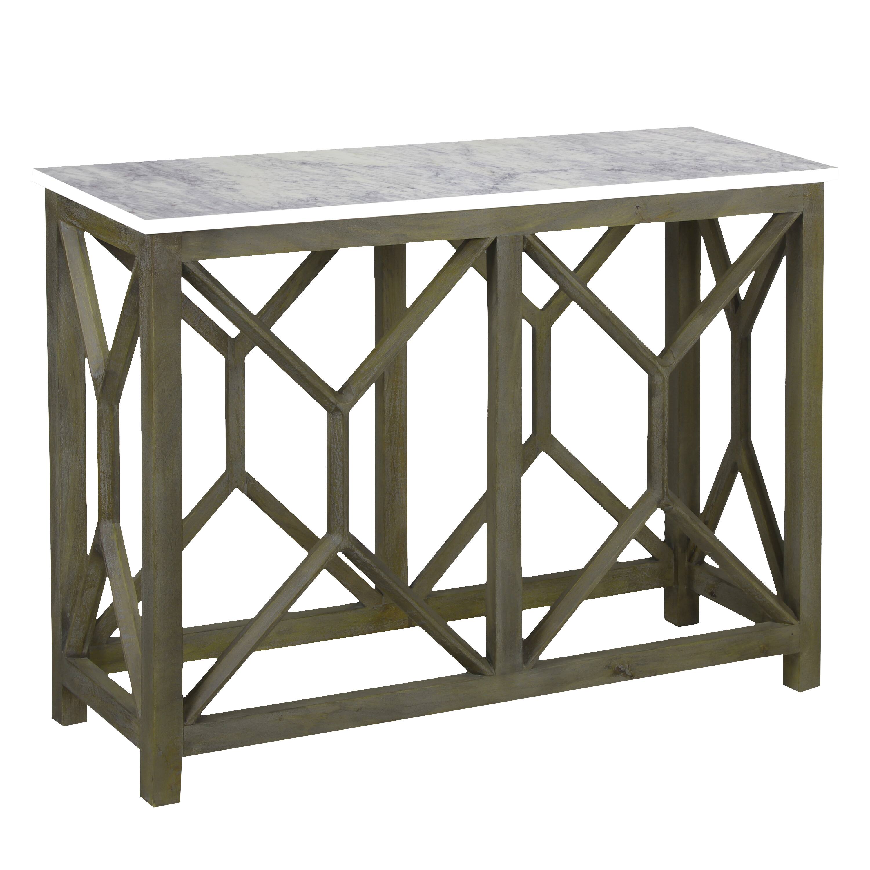 Alt View 1. Manhattan Lane - Sofa Console Table, 41 Inch White Genuine Marble Top - White, Ash Gray.