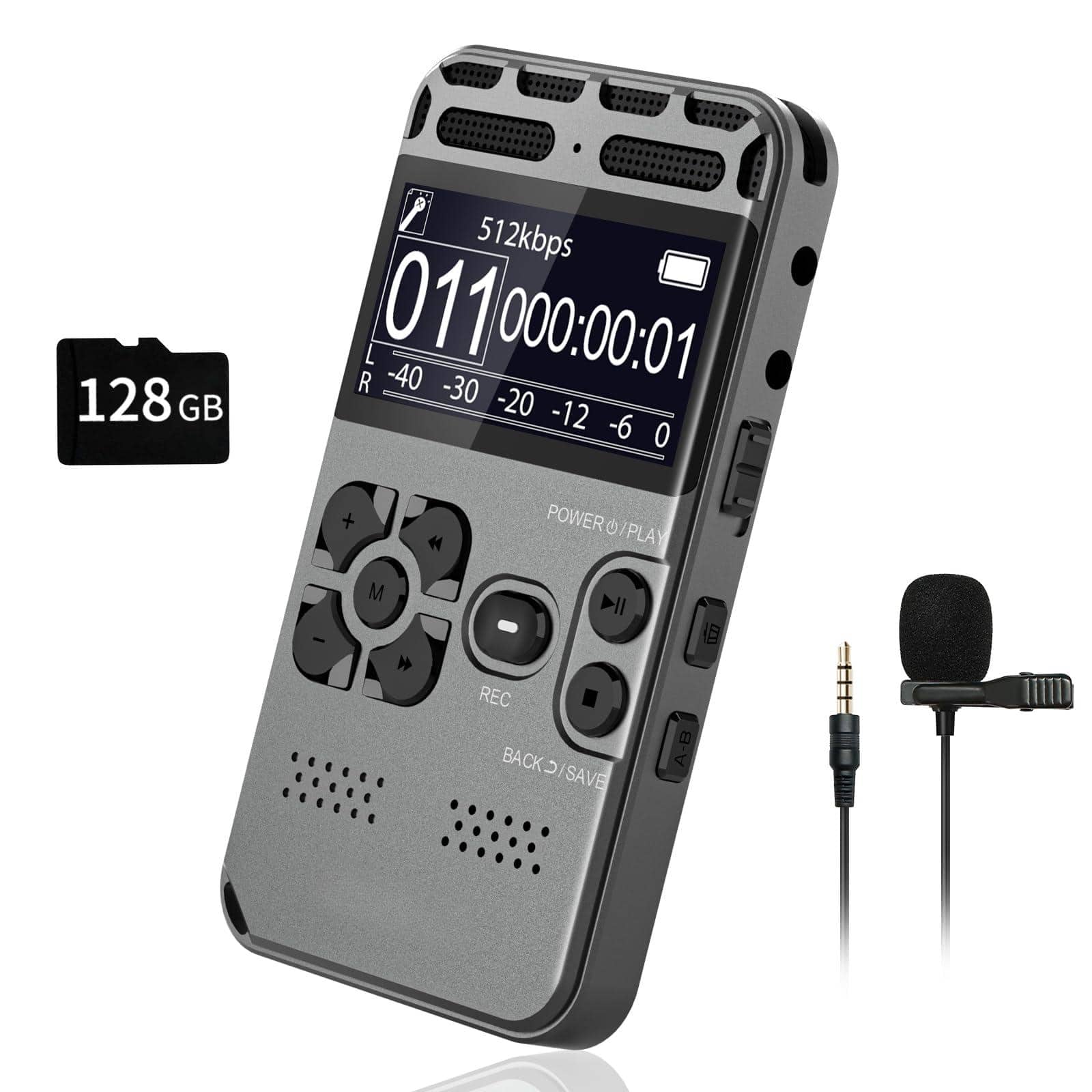 Cedar Assembly - Digital Voice Recorder With Playback 1536kbps Dual Microphone Stereo Audio Activated Ultra slim Mini Recording - Default