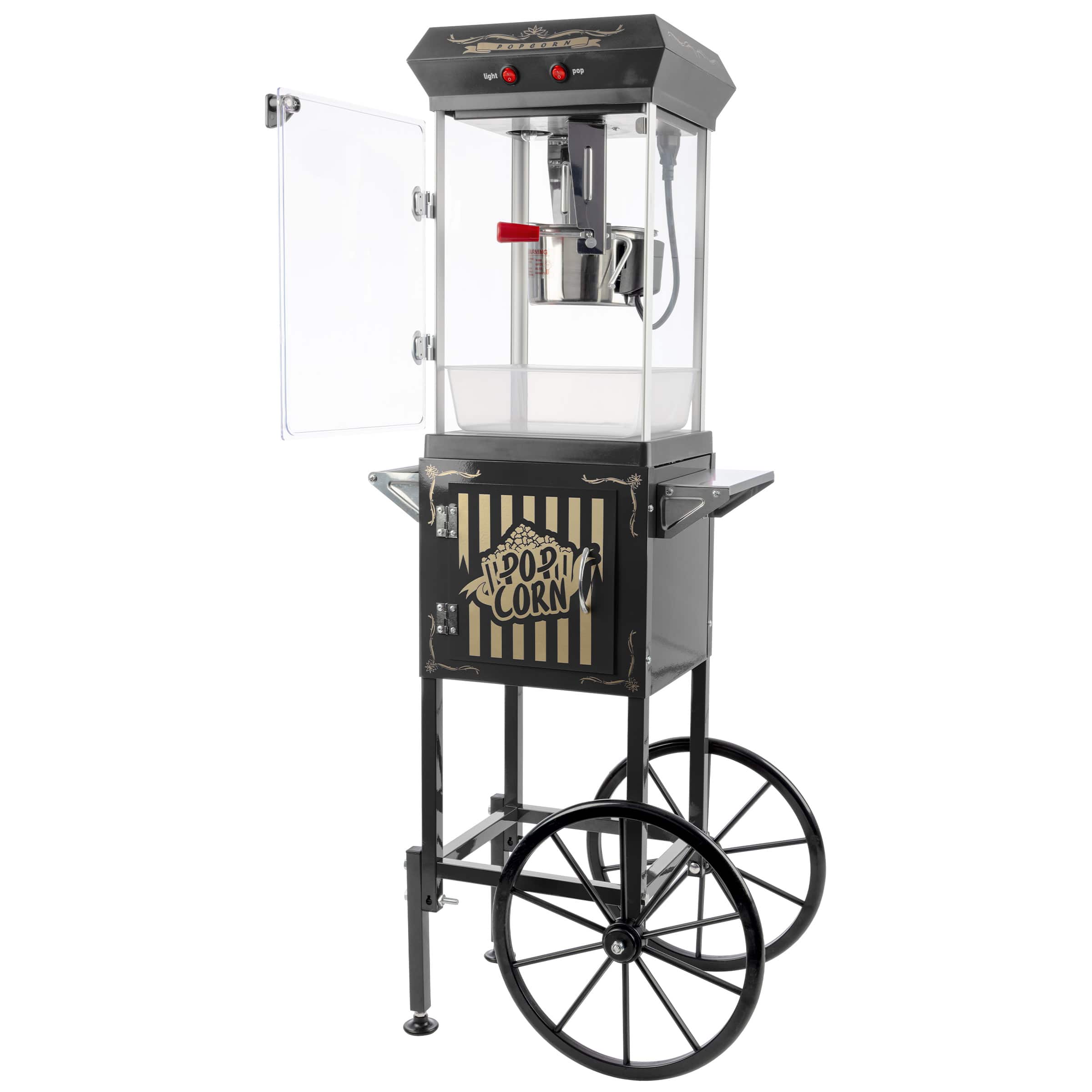 Great Northern - Popcorn Machine with Cart and 6 oz Stainless Steel Kettle Vintage Style Retro Popcorn Maker Machine on Wheels - Red