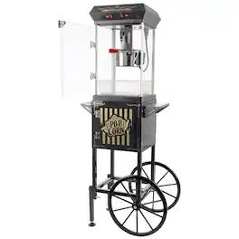 Great Northern - Popcorn Machine with Cart and 6 oz Stainless Steel Kettle Vintage Style Retro Popcorn Maker Machine on Wheels - Red