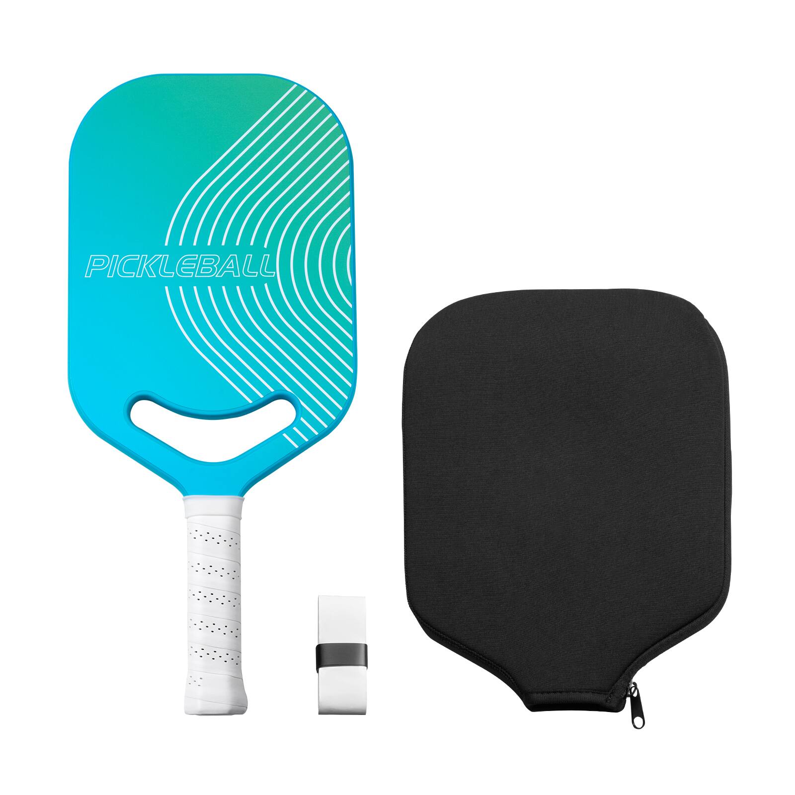 Front. VEVOR - Pickleball Paddle with Aero Throat, T700 Carbon Fiber Surface & Honeycomb Core, Professional Pickleball Paddle - blue-green.