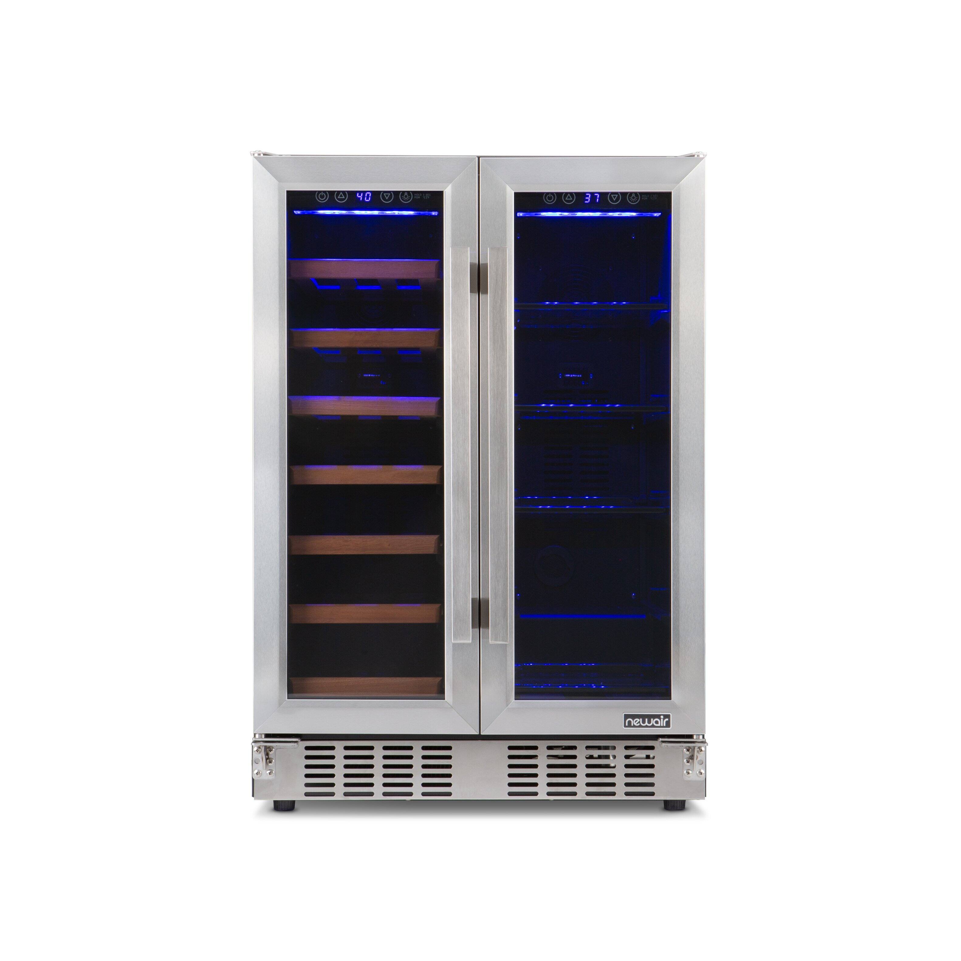 Alt View 4. NewAir - Newair® 24” Stainless Steel Dual-Zone Wine & Beverage Cooler, Built-In or Freestanding - Blue/Warm Amber/Soft White.