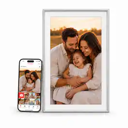 ELIME - 15.6" WiFi Digital Picture Frame with Frameo App, 1920x1080 Full HD Touchscreen, 32GB - Silver