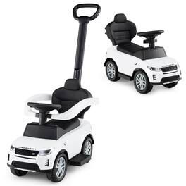 Costway - Kids Ride on Push Car with Horn & Start-up Sound Under-seat Storage Push Handle - White