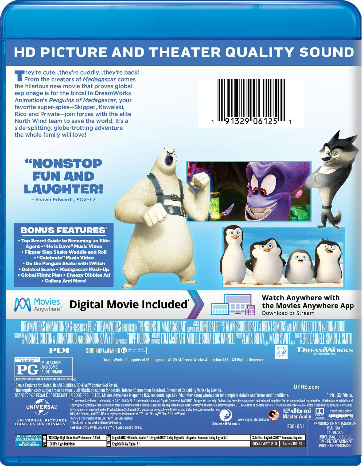 Back. Penguins of Madagascar (Blu-ray New Box Art) [Blu-ray].