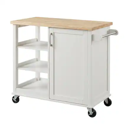 Front. Crosley Furniture - Tristan Open Kitchen Island/Cart - White.