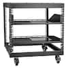Front. VEVOR - 9U Open Frame Server Rack, 23''-40'' Adjustable Depth, Free Standing or Wall Mount Network Server Rack with 360° Casters - Black.