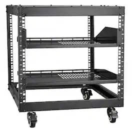 VEVOR - 9U Open Frame Server Rack, 23''-40'' Adjustable Depth, Free Standing or Wall Mount Network Server Rack with 360° Casters - Black