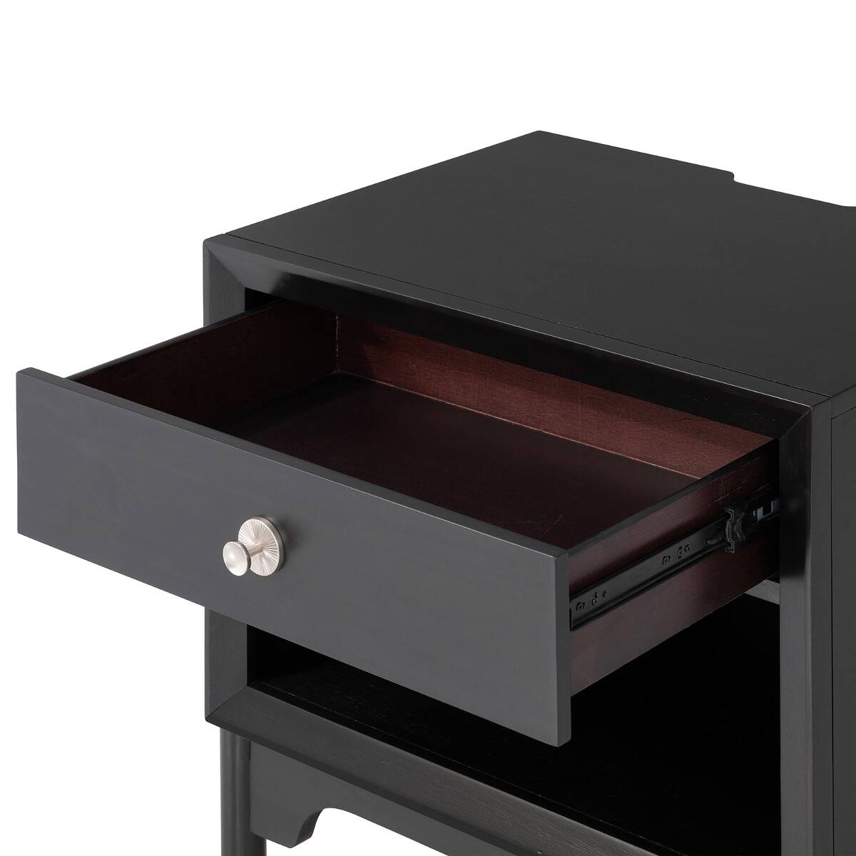 Alt View 1. Loheer - Loheer Black Mid Century Modern Nightstand with USB-A and USB-C Charging Ports - Black.
