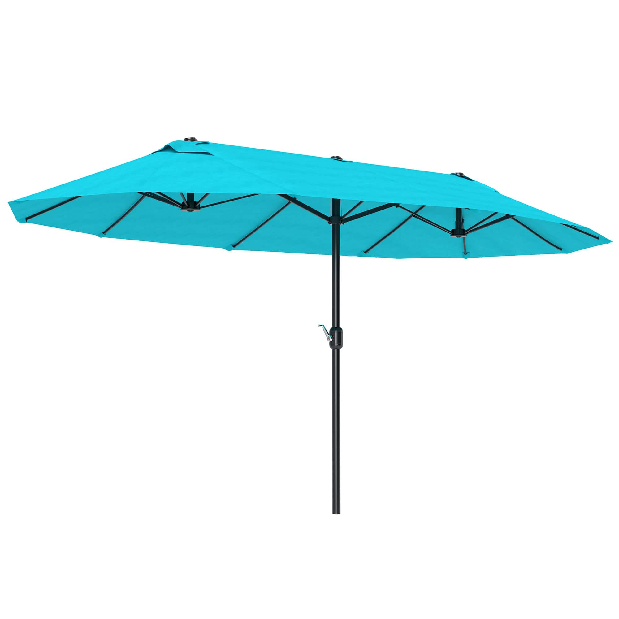 Outsunny - Umbrella 15ft Double-Sided Outdoor Market Extra Large Umbrella with Crank Handle for Backyard - Blue