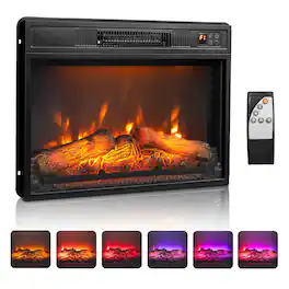Winado - 23" Electric Fireplace Insert, 1400W Wall Recessed Fireplace Heater with 6 Flame Settings, Remote Control, Thermostat - Black