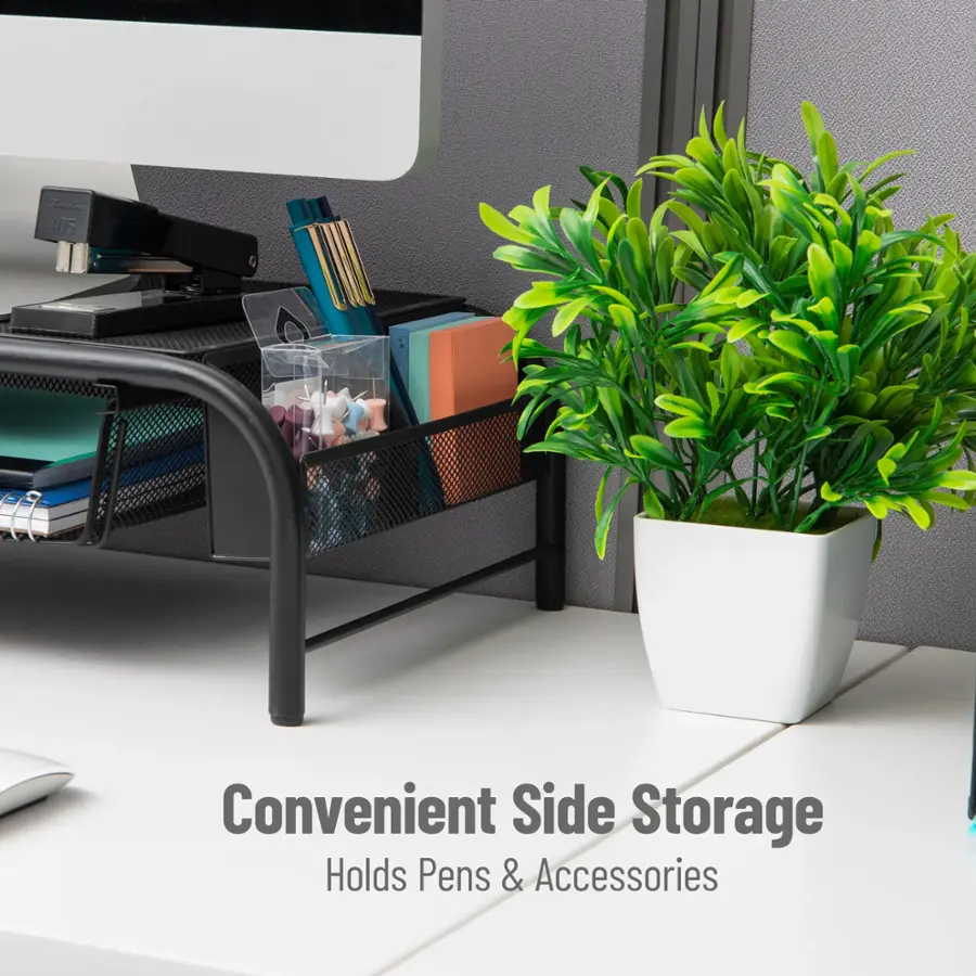 Alt View 14. Mind Reader - Monitor Stand, Ventilated Laptop Riser, Paper Tray, Office, Metal Mesh, 20"L x 11.5"W x 5.5"H, Set of 2 - Black.