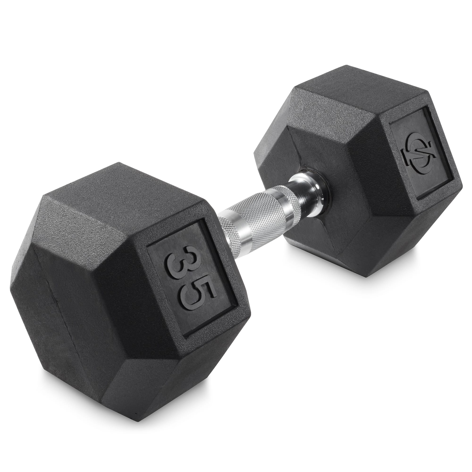 Philosophy Gym - Rubber Coated Hex Dumbbell - Cast Iron Hand Weights - 25-lbto 50 Pound - Black
